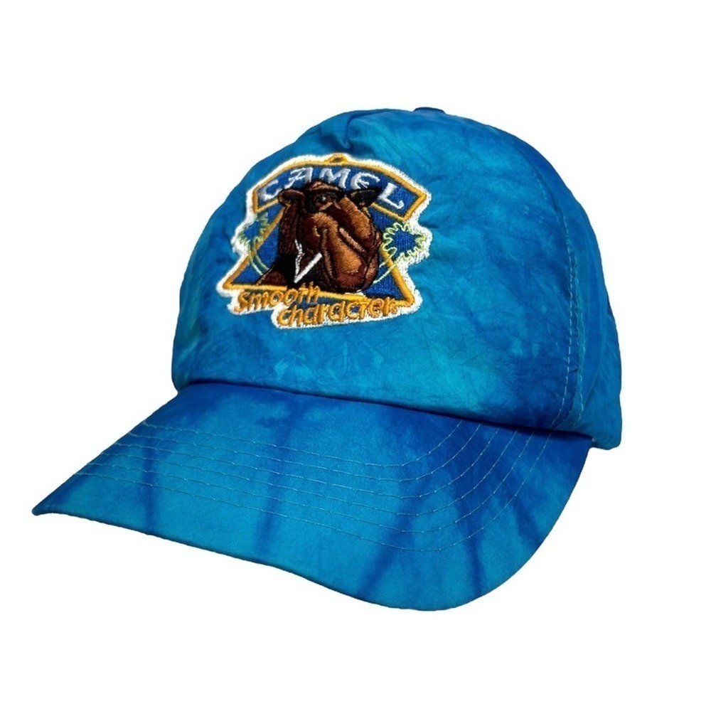 Vintage 90’s Camel Smooth Character Blue Tie Dye Nylon Baseball Cap Dad Hat